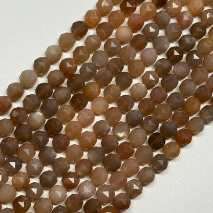 Sunstone & Moonstone Faceted Diamond Cut Round Gemstone Beads - (AA Quality)