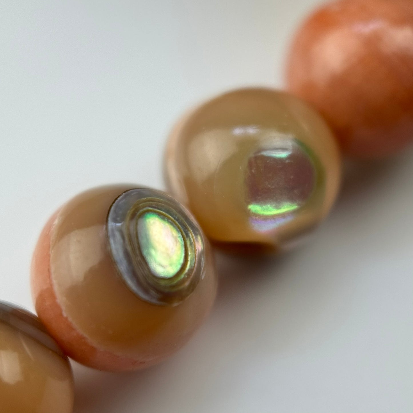 Orange Rainbow Shell Mother Of Pearl Polished Round Beads