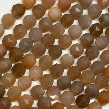 Sunstone & Moonstone Faceted Diamond Cut Round Gemstone Beads - (AA Quality)