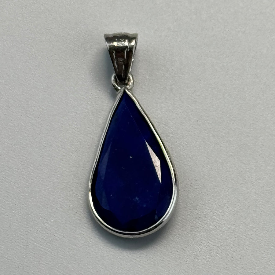 Faceted Lapis Lazuli Pendant, set in 925 sterling silver