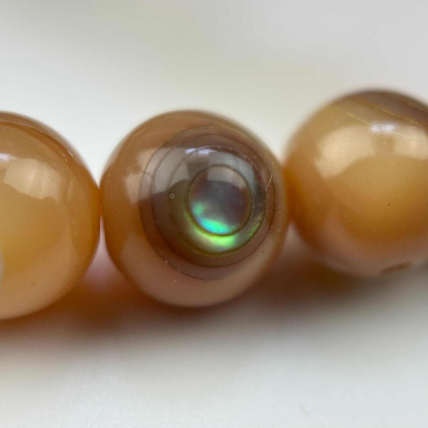 Orange Rainbow Shell Mother Of Pearl Polished Round Beads