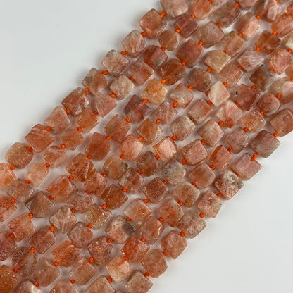Sunstone Square Freeform Gemstone Beads - (A Quality)