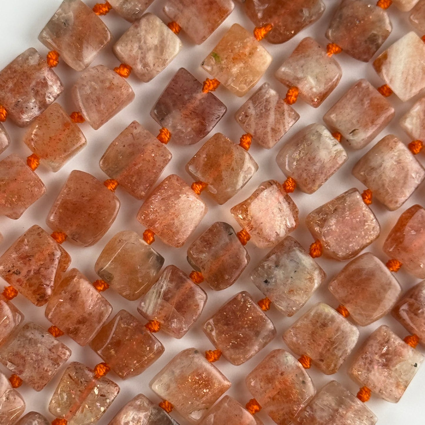 Sunstone Square Freeform Beads - (A Quality)
