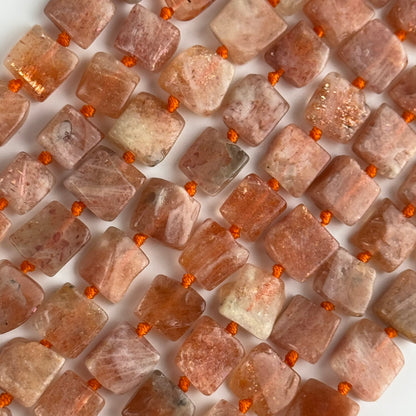 Sunstone Square Freeform Gemstone Beads - (A Quality)