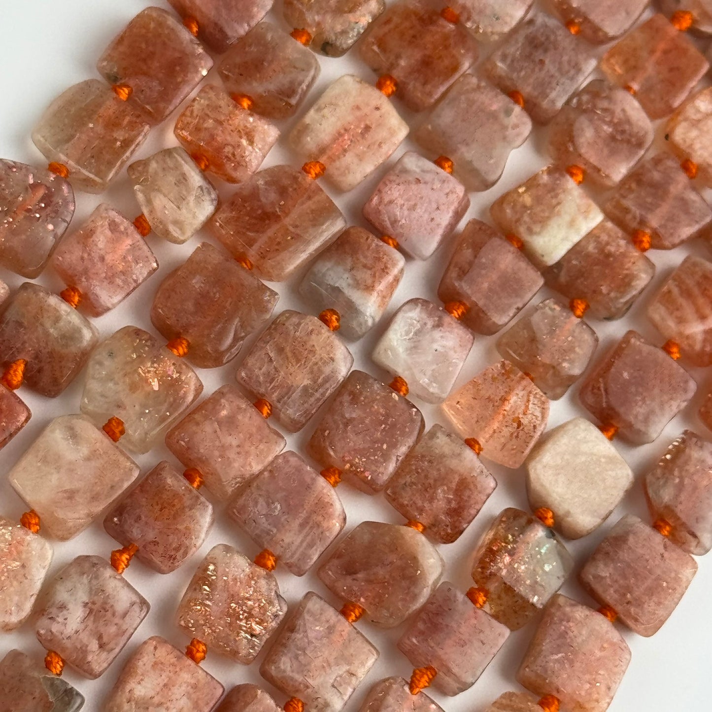 Sunstone Square Freeform Beads - (A Quality)