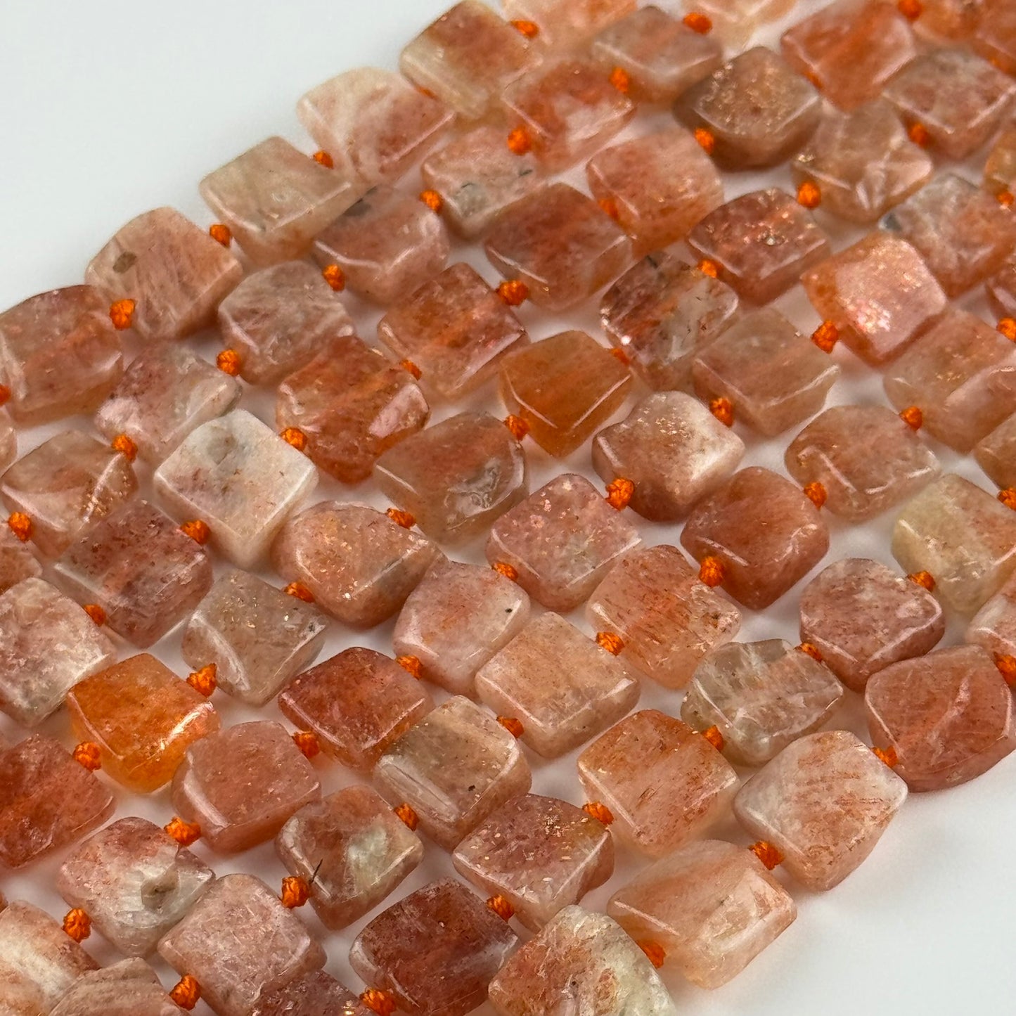 Sunstone Square Freeform Beads - (A Quality)