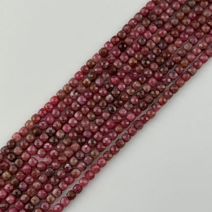 Pink Rhodonite Square Beads - (A Quality)