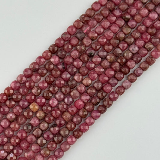 Pink Rhodonite Square Beads - (A Quality)