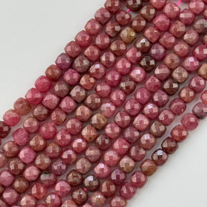 Pink Rhodonite Square Beads - (A Quality)