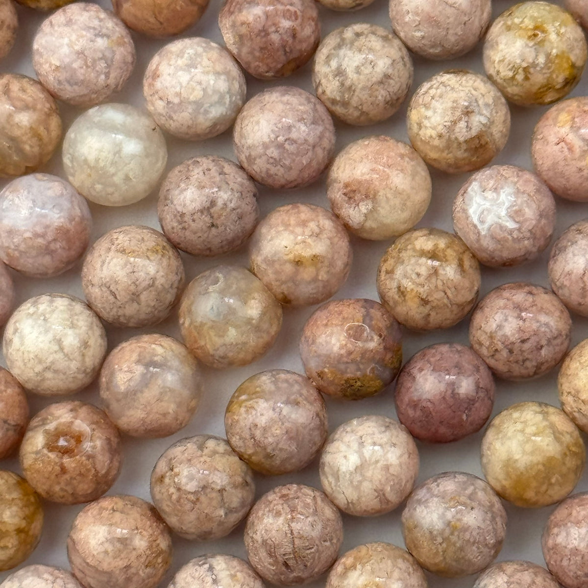 Pink Sakura Chalcedony Beads - Polished Round