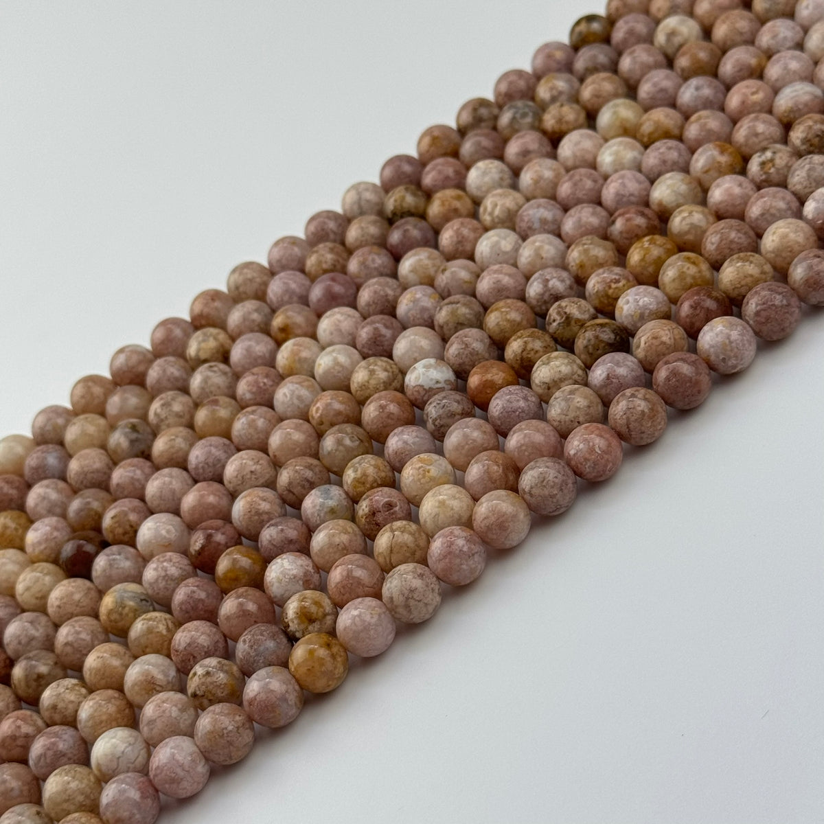 Pink Sakura Chalcedony Beads - Polished Round