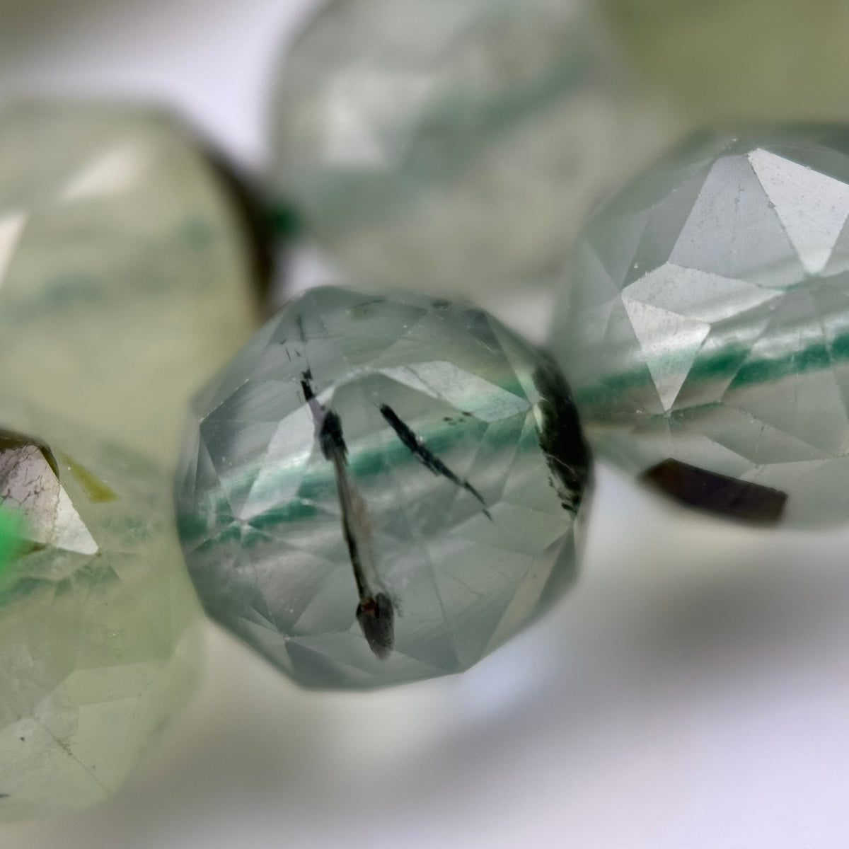 Prehnite Faceted Round Beads
