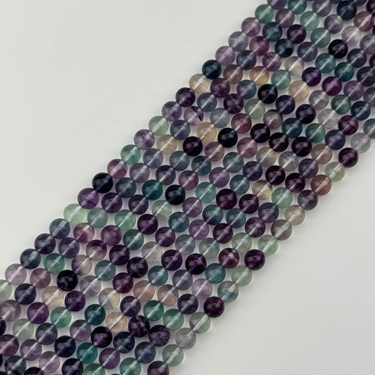 Rainbow Fluorite Beads - Polished Round - (AA Quality)