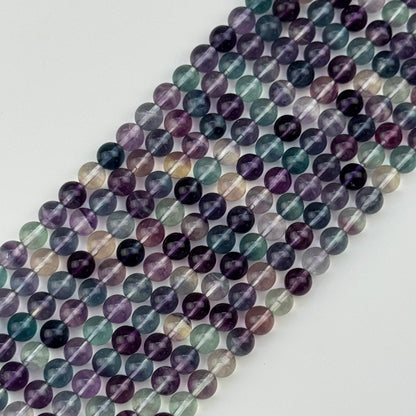 Rainbow Fluorite Beads - Polished Round - (AA Quality)