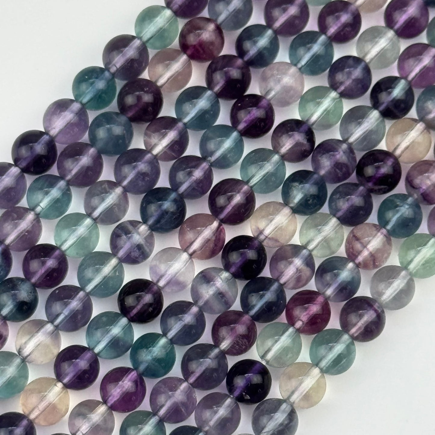 Rainbow Fluorite Beads - Polished Round - (AA Quality)