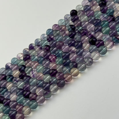 Rainbow Fluorite Beads - Polished Round - (AA Quality)