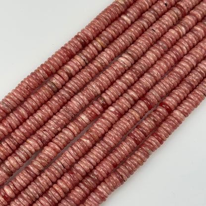 Rhodochrosite Rondelle Polished Beads