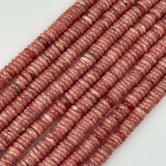 Rhodochrosite Rondelle Polished Beads