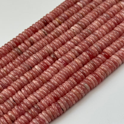 Rhodochrosite Rondelle Polished Beads