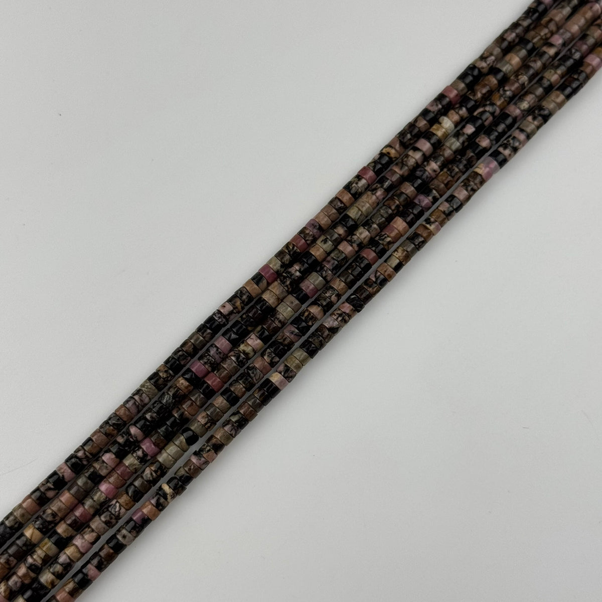 Rhodonite Dendritic Heishi Beads