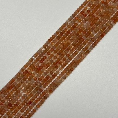 Sunstone Faceted Rondelle Gemstone Beads - (AAA Quality)