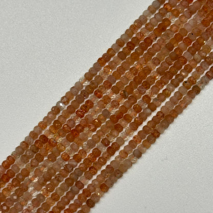 Sunstone Faceted Rondelle Gemstone Beads - (AAA Quality)