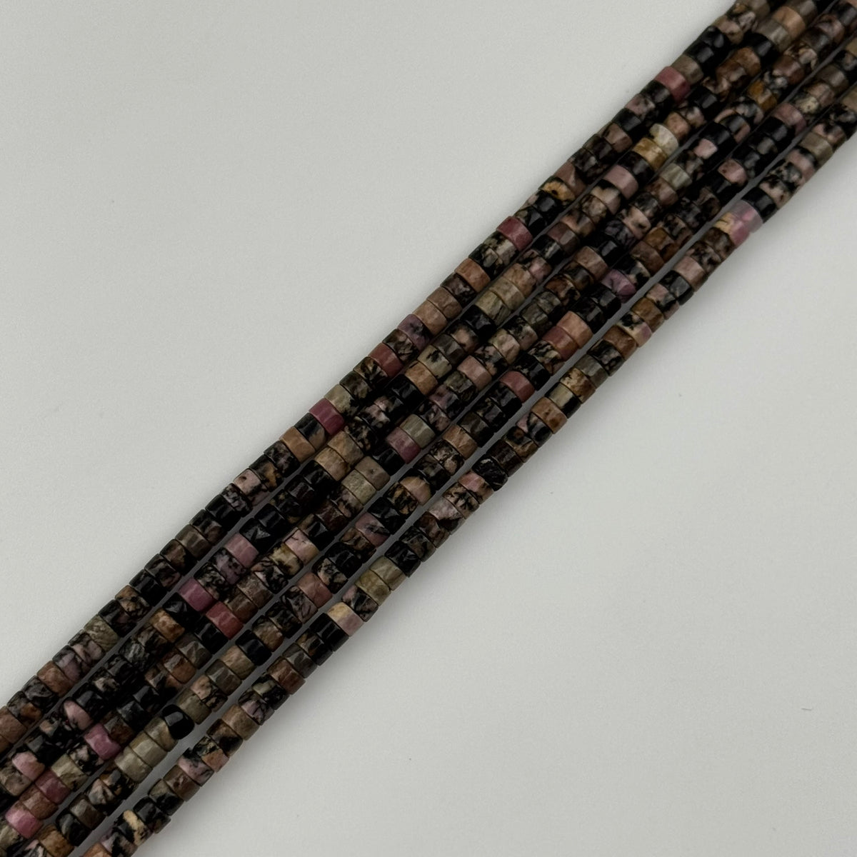Rhodonite Dendritic Heishi Beads