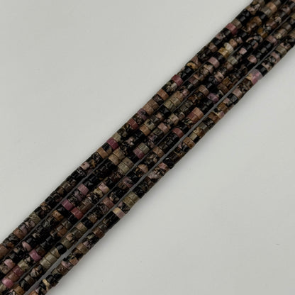 Rhodonite Dendritic Heishi Beads