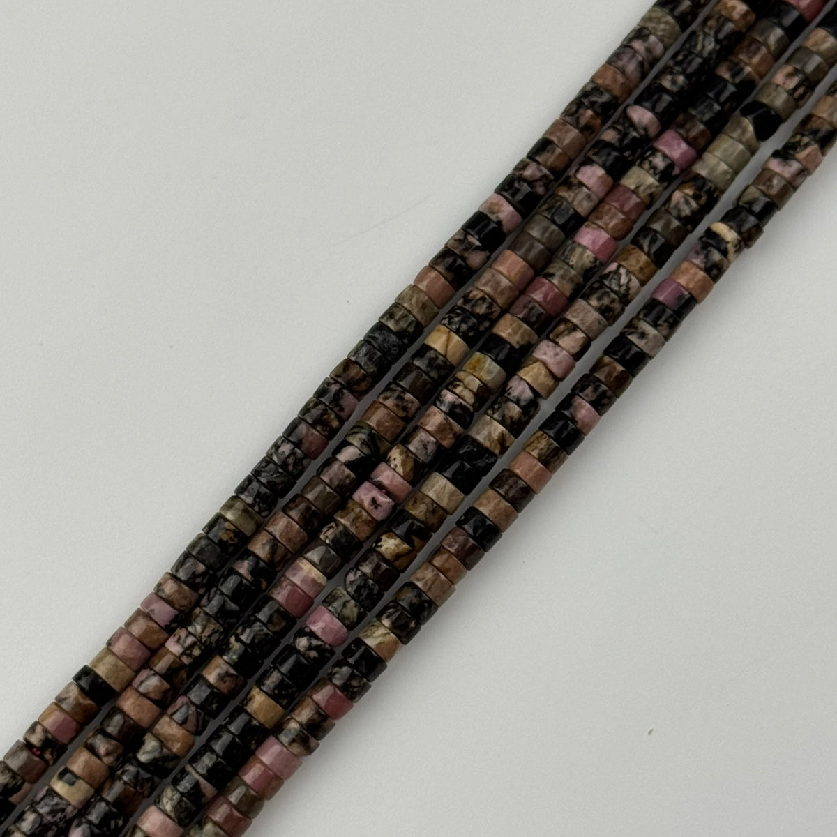 Rhodonite Dendritic Heishi Beads
