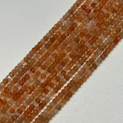 Sunstone Faceted Rondelle Gemstone Beads - (AAA Quality)