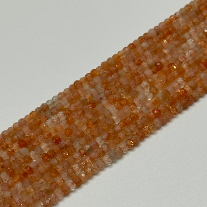 Sunstone Faceted Rondelle Gemstone Beads - (AAA Quality)