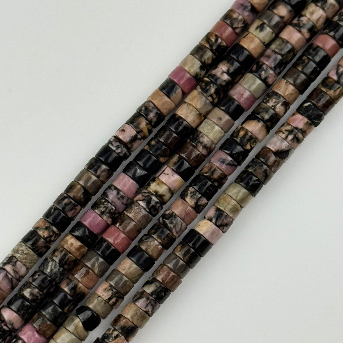 Rhodonite Dendritic Heishi Beads