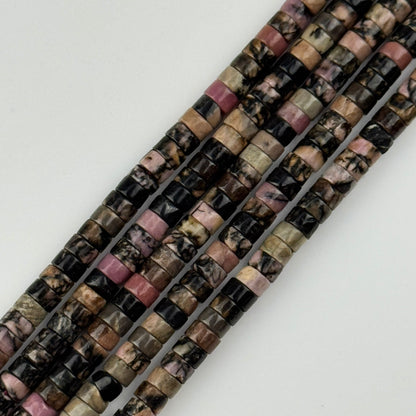 Rhodonite Dendritic Heishi Beads