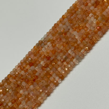 Sunstone Faceted Rondelle Gemstone Beads - (AAA Quality)