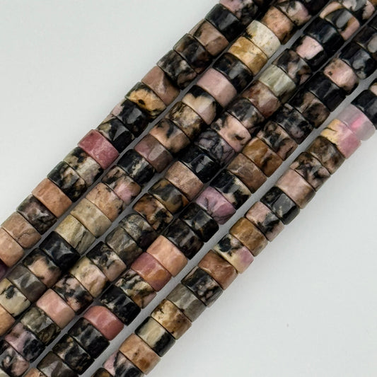 Rhodonite Dendritic Heishi Beads