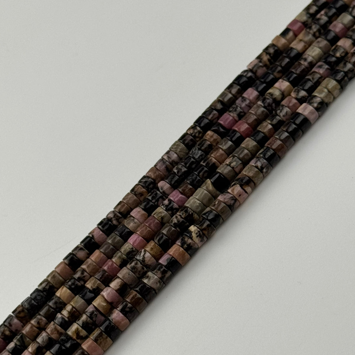 Rhodonite Dendritic Heishi Beads