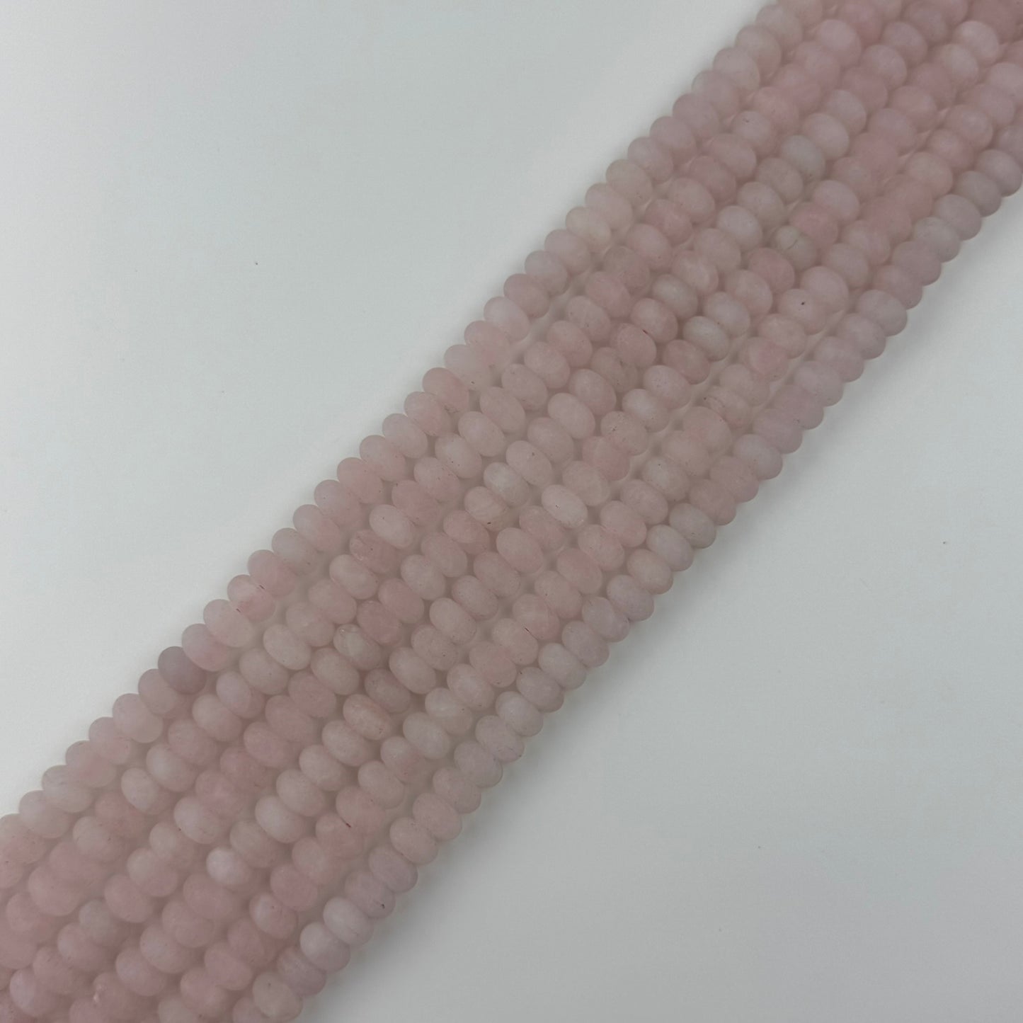 Rose Quartz Frosted Rondelle Beads