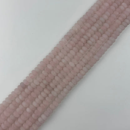 Rose Quartz Frosted Rondelle Beads