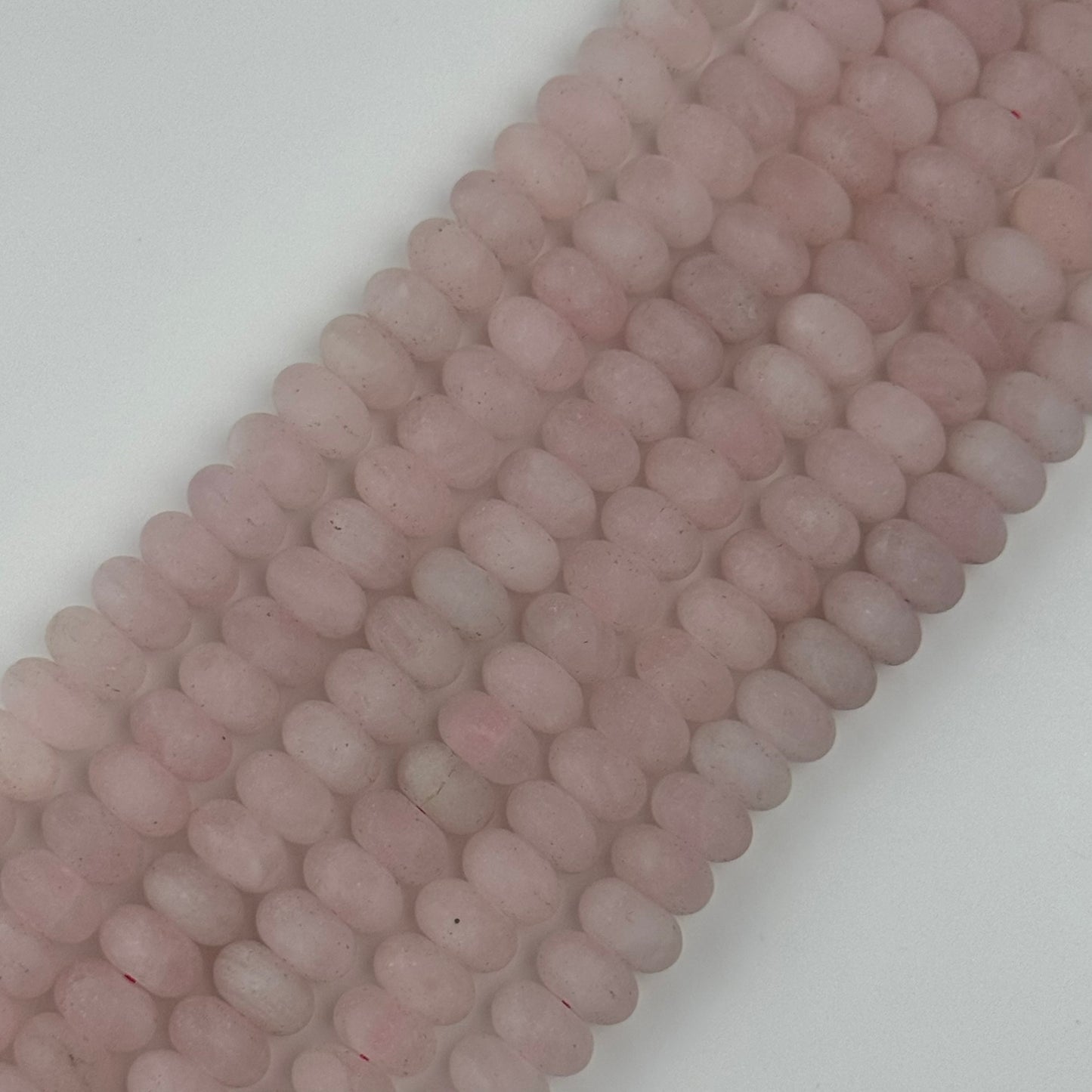 Rose Quartz Frosted Rondelle Beads