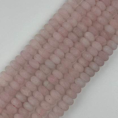 Rose Quartz Frosted Rondelle Beads