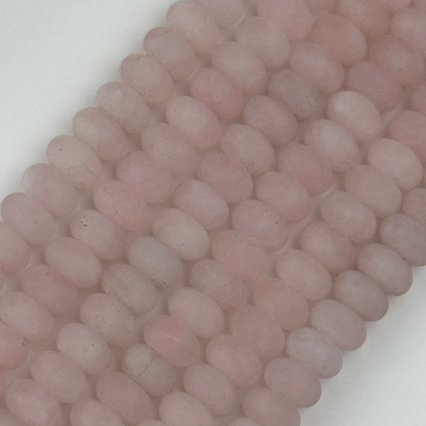 Rose Quartz Frosted Rondelle Beads