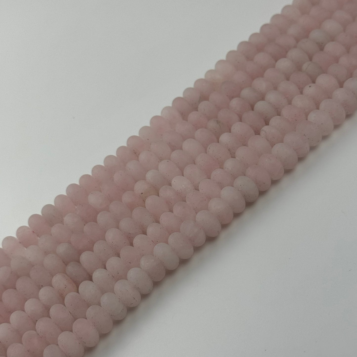 Rose Quartz Frosted Rondelle Beads