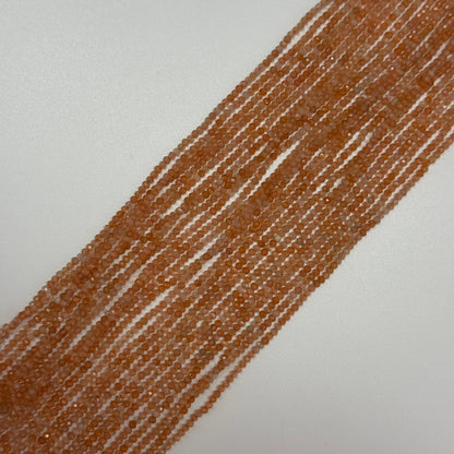 Sunstone Faceted Rondelle Gemstone Beads - (AAA Quality)