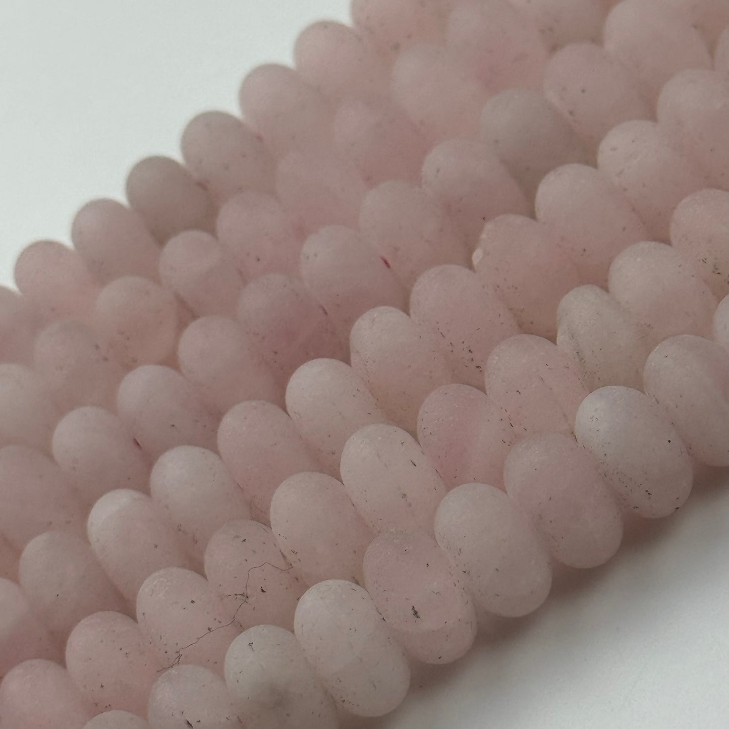 Rose Quartz Frosted Rondelle Beads