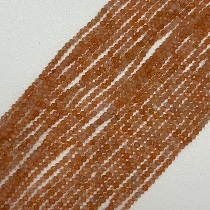 Sunstone Faceted Rondelle Gemstone Beads - (AAA Quality)