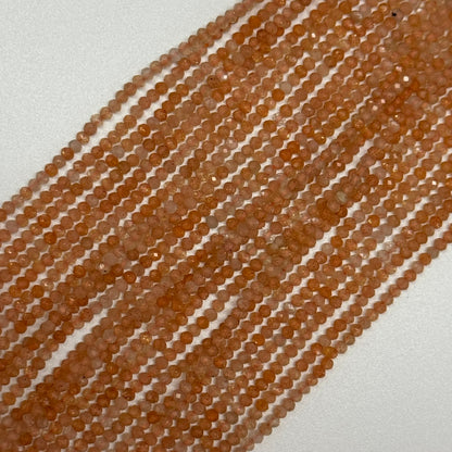 Sunstone Faceted Rondelle Gemstone Beads - (AAA Quality)