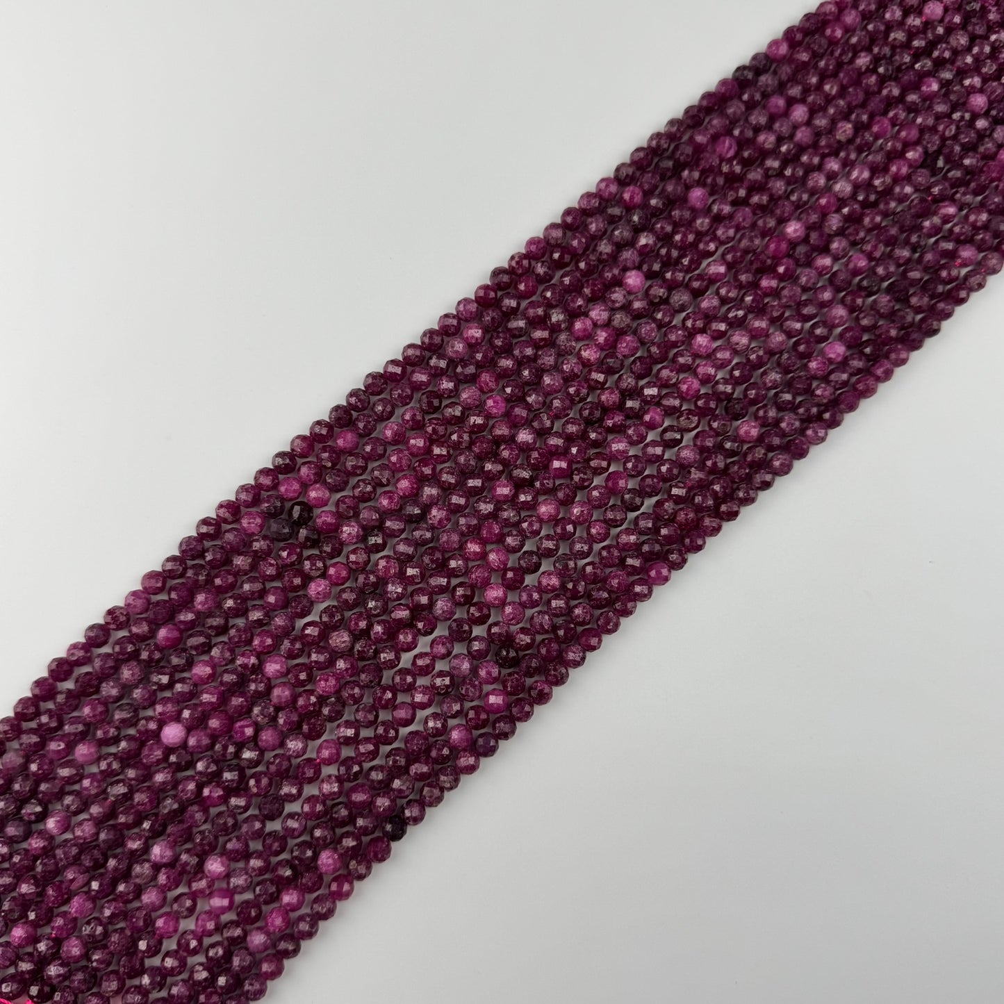 Ruby Faceted Glass Filled Round Precious Stone Beads - (B Quality)