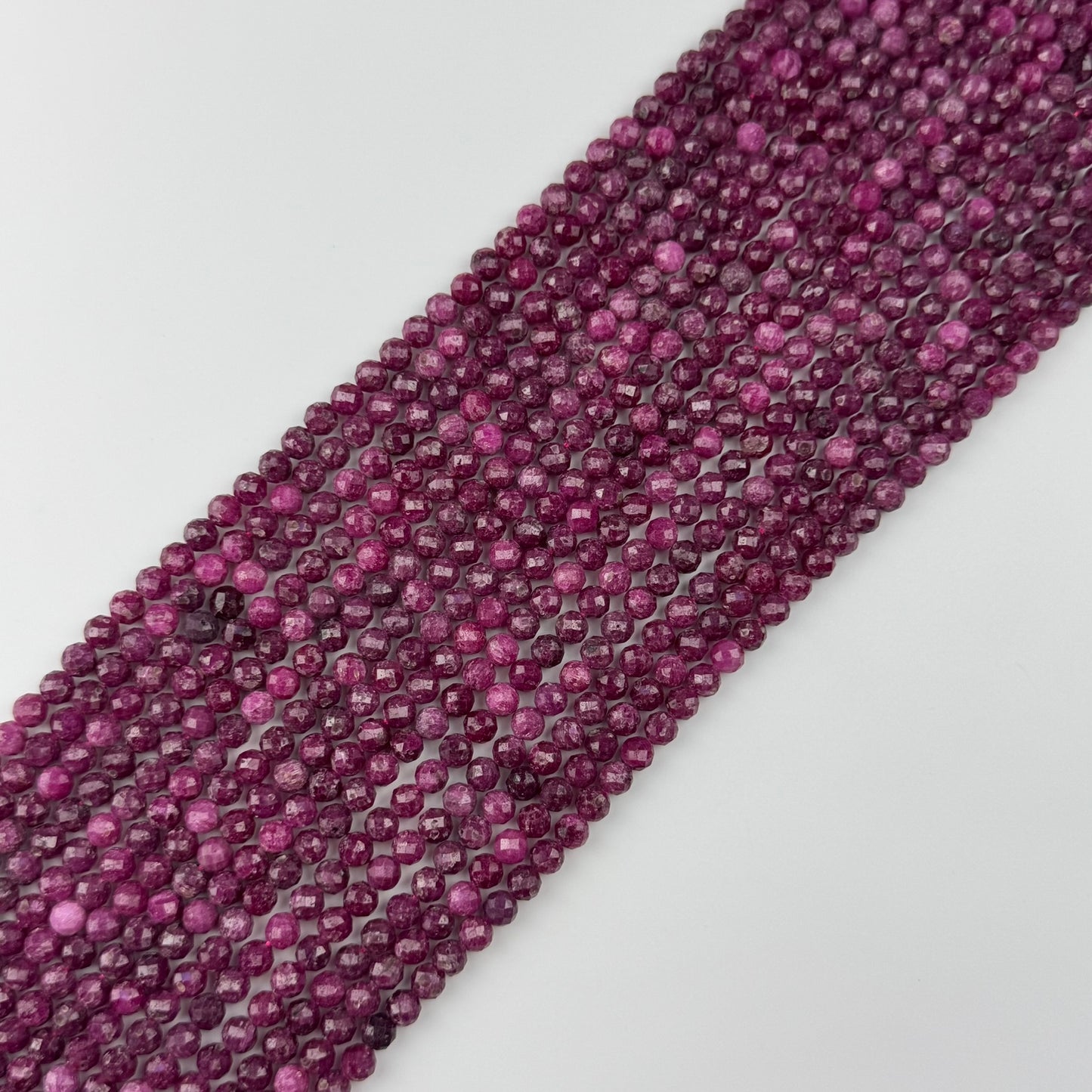 Ruby Faceted Glass Filled Round Precious Stone Beads - (B Quality)