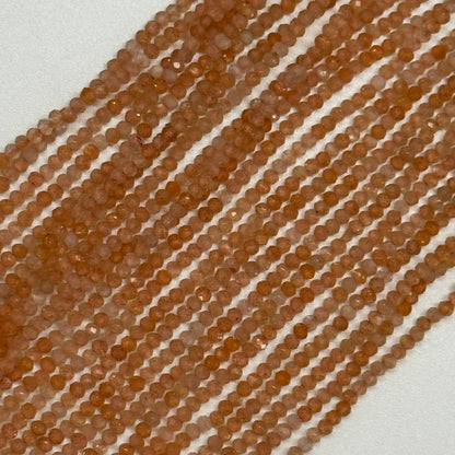 Sunstone Faceted Rondelle Gemstone Beads - (AAA Quality)