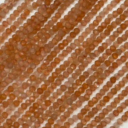 Sunstone Faceted Rondelle Gemstone Beads - (AAA Quality)